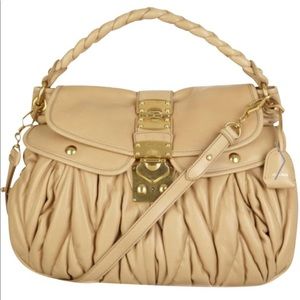 Miu Miu Napa Leather Coffer Matelasse bag-Taupe